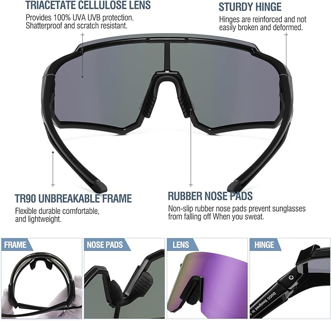 DUCO Polarized Sports Sunglasses for Men Women UV400 Protection Baseball Cycling Running Fishing Sunglasses DC0068