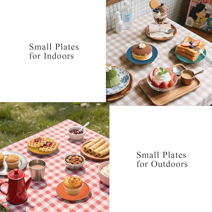 5.5 Inches Handy Snack Plates Set of 8, Small Wheat Straw Plates for Dessert,Unbreakable Side Dishes Plates Set for Kids Colorful Series