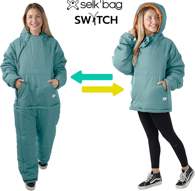 Selk'bag SWYTCH Lite Wearable Sleeping Bag & Jacket | 2-in-1, Lightweight, Eco-Friendly, 40°F for Camping & Travel
