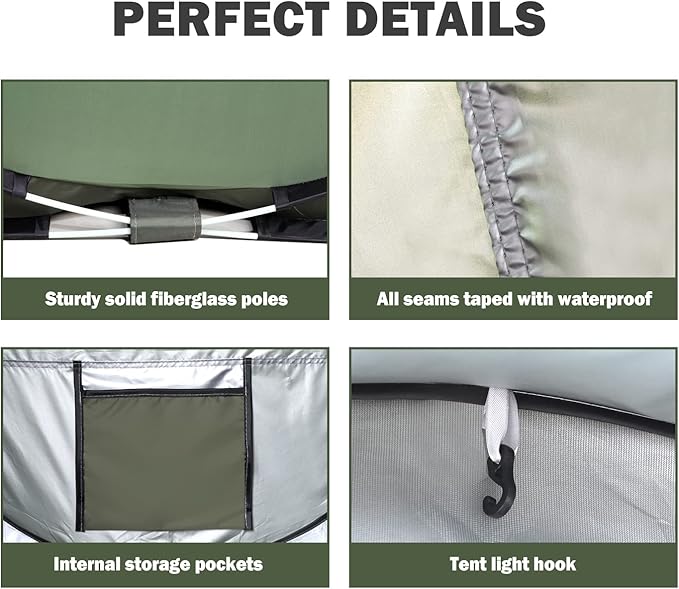 Instant Pop Up Tent, Automatic Easy Setup Outdoor Waterproof Windproof Family Tent, Upgraded 2 Doors Vestibule Sun Shelter for 2-3 People Outdoor Camping,Travelling,Hiking, Beach,Green