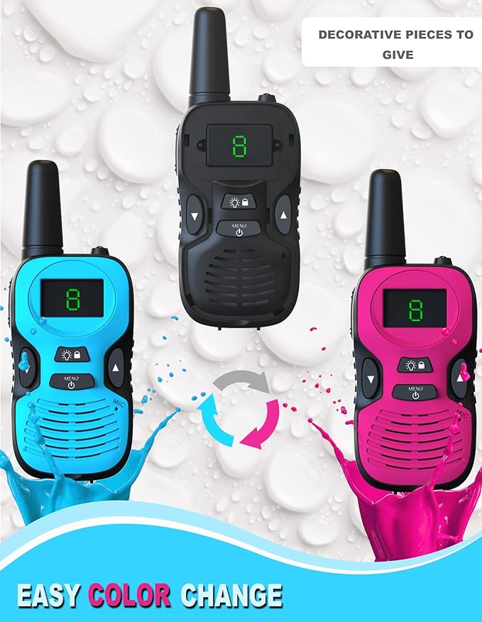 Walkie Talkies for Kids Rechargeable 2 Pack: Walkie-Talkies for Kid - Walky Talky for Kids - Long Range Outdoor, Hiking, Camping Toys for 3-12 Year Old Girls Boys Gifts Christmas Games