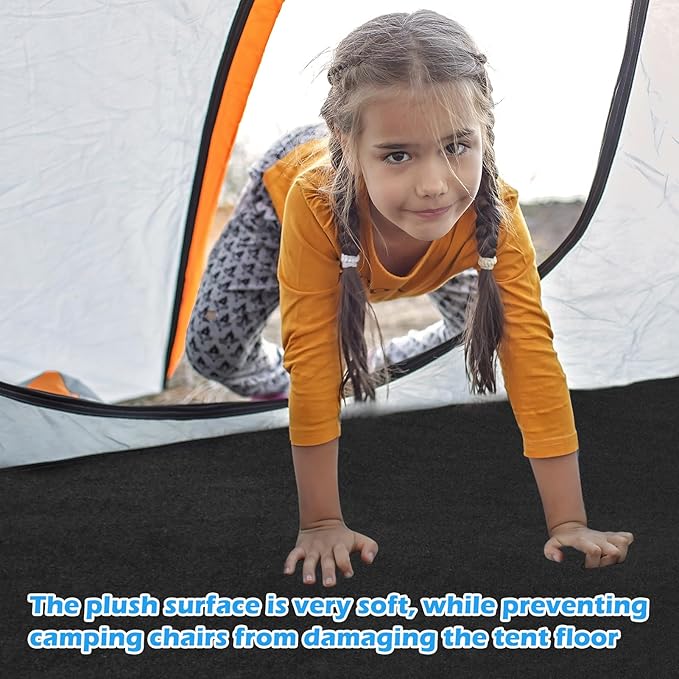 Camping Tent Carpet Mat, Large Picnic Blanket Waterproof Outdoor Camping Rugs Keeps You Warm & Dry Felt Tents Floor Mat with Storage Strap and Stakes for Hiking Lawn Inside Outside Tents, 6.2 X 5 Ft