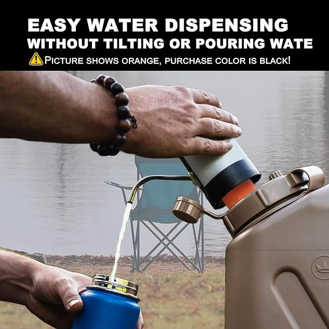 Water Pump Faucet Adapter Kit for Scepter,Camping Water Jug with Spigot for Camping and Emergency Water Jugs for Scepter Brand 10L 20L Jerry Can (Black)