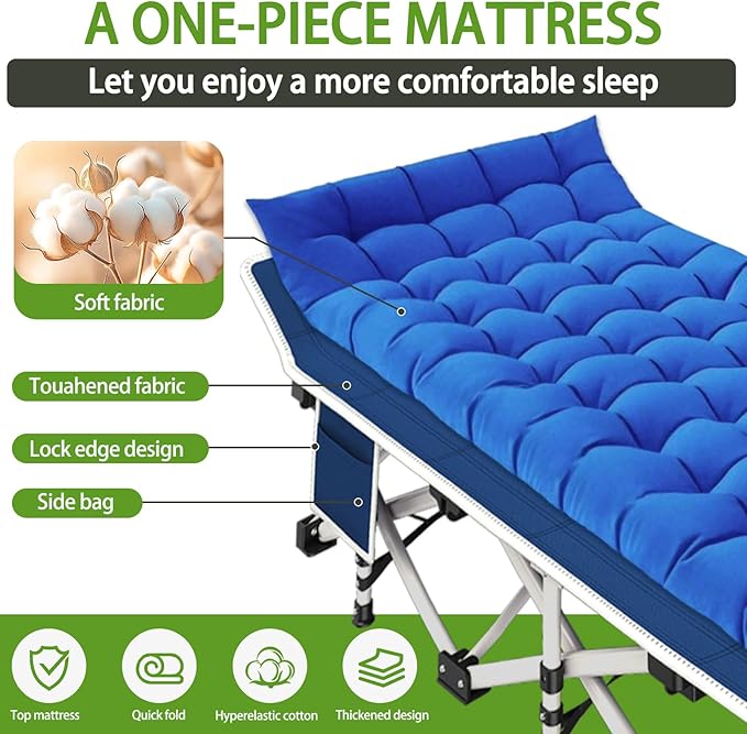 Camping Cots 2 Pack Sleeping Bed with Comfortable Mat Cots for Sleeping with Pad Heavy Duty Folding Cot 2 Person Sleeping Cot with Carry Bag Guest Cots for Adults Nap Vacation Outdoor Indoor Office