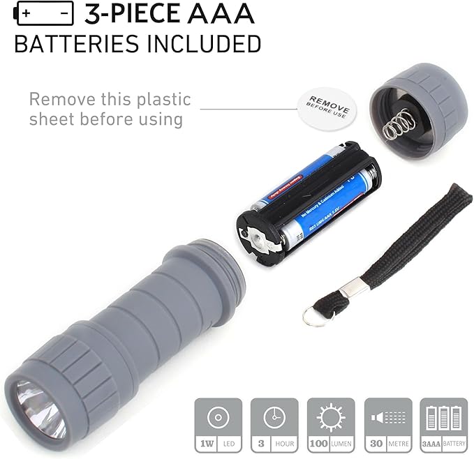 6-Pack Small Flashlights Set, Super Bright 100 Lumen LED Flashlight Pack with 18-Piece AAA Batteries Included, Mini Flashlight, Outdoor Flashlight for Camping, Hiking, Emergency