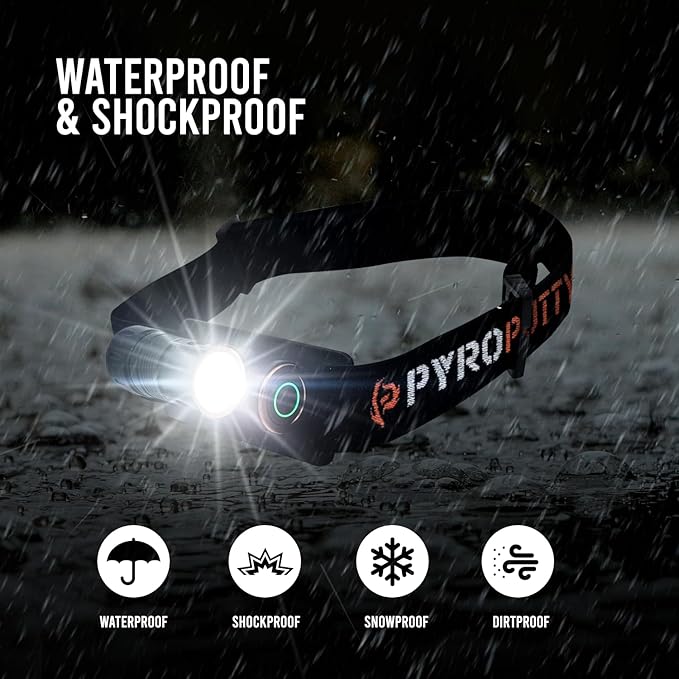 Phone Skope 3oz. Waterproof LED Headlamp with Red Light, Hands Free Torch for Hunting, Camping, or Backpacking, Rechargeable Battery, 2000 Lumen Output