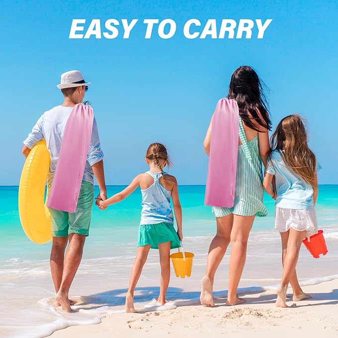 Homcosan Portable Low Folding Beach Chairs Set of 2 with Detachable Umbrellas - Lightweight Camping Chairs for Adults with Cup Holder & Storage Pockets, Carry Bag Included (Pink & Yellow)