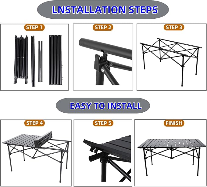 Folding Camping Table, Portable Beach Table,with Portable Bag,Suitable for Indoor, Outdoor, Camping, Backyard, Party, Patio, The Black Camping Table at The Beach