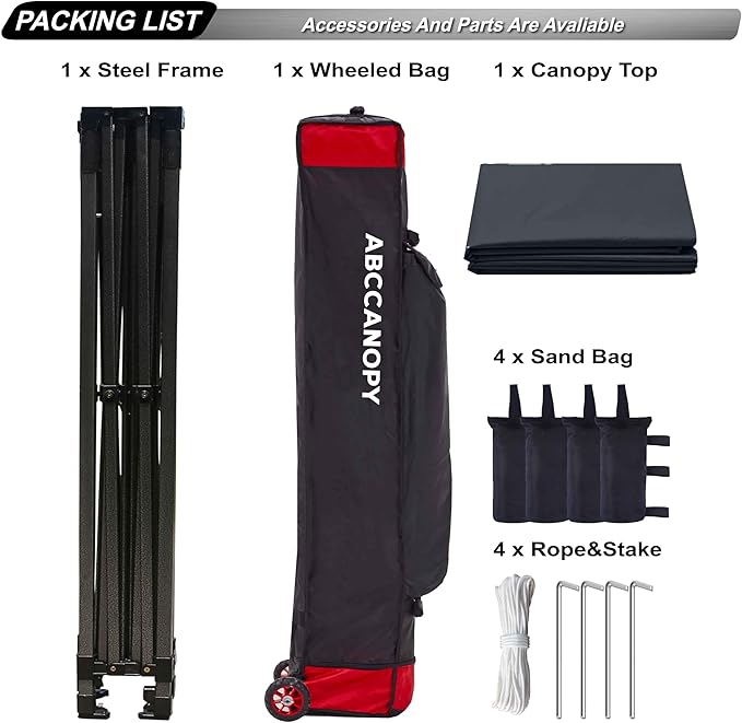 ABCCANOPY Patio Pop Up Canopy Tent 10x10 Commercial-Series (Black)