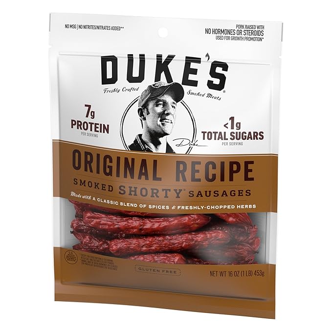 Duke's Pork Original Smoked Shorty Sausages, 7g Protein Per Serving, 16 oz.