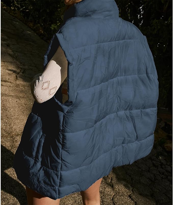 Ainangua Women's Puffer Vest Stand Collar Zipper Sleeveless Jackets Winter Lightweight Vests Warm Padded Jacket Coat