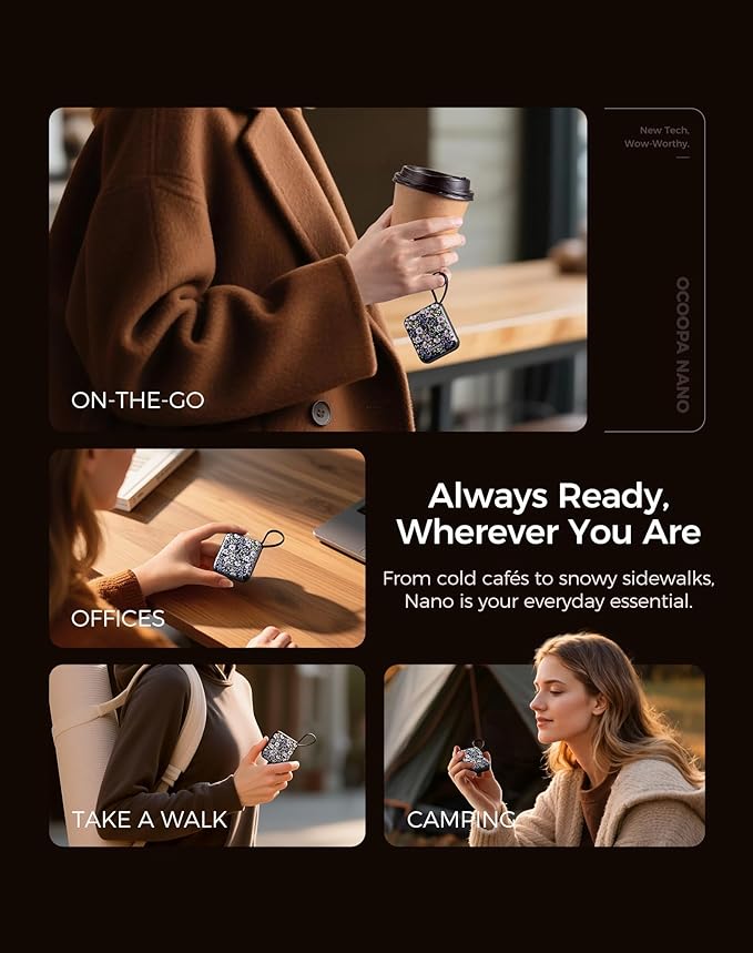 OCOOPA Hand Warmers Rechargeable - Stylish Electric Handwarmers, 2S Heating Heated Gloves for Women, Handheld Heater Portable, UL Certified, Christmas Essentials, Unique Gifts, UT5 Nano