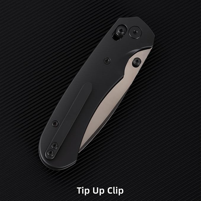 Folding Pocket Knife,3.31” M390 Blade,Erogonomic Titanium Handle,Hunting Survival Knife,EDC Knife for Hunting Camping Survival Outdoor Fishing Hiking(Black)