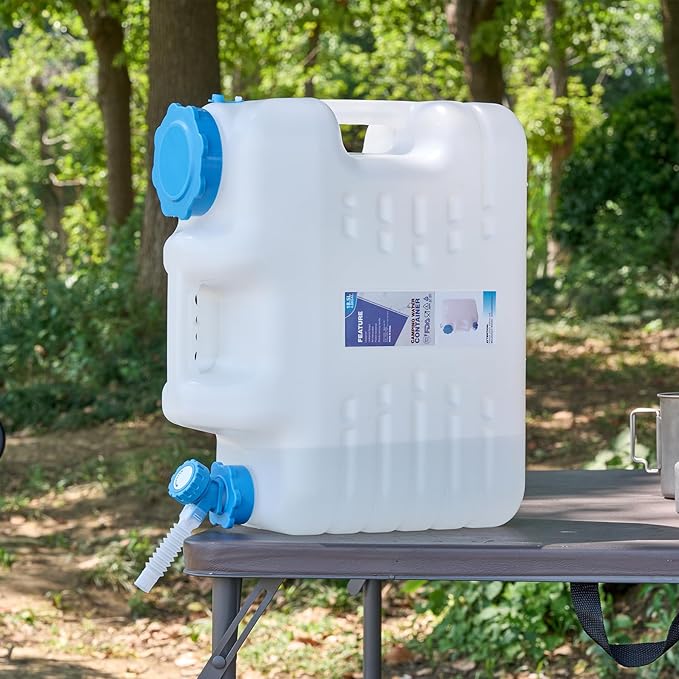 RedSwing 4.9 Gallon/18.5L Portable Water Container with Spigot, Water Storage Carrier for Camping Outdoor Hiking Backpacking, BPA Free, White