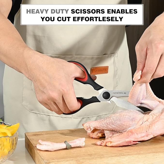 Kitchen Cooking Shears Heavy Duty Kitchen Scissor with, Detachable, All Purpose Scissors, Dishwasher Safe Scissors, Serrated Blades, Nutcracker and Bottle Opener function included (1 Pack)