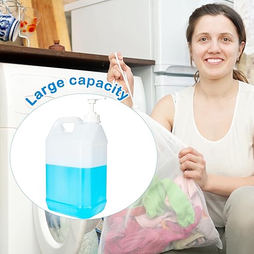 3 Pcs 1 Gallon Containers Translucent 4 Liter Storage Containers with Pump Head Bottle Cap and Handles Reusable HDPE Gallon Jugs for Water Oil Soy Sauce Detergent Liquid