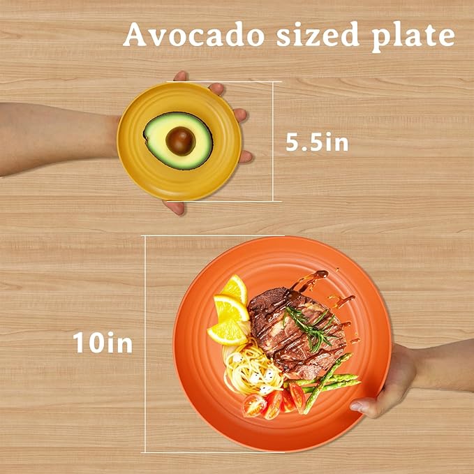 5.5 Inches Handy Snack Plates Set of 8, Small Wheat Straw Plates for Dessert,Unbreakable Side Dishes Plates Set for Kids Colorful Series