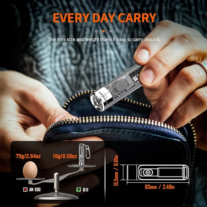 NICRON K11 Rechargeable Keychain Flashlight Lightweight,400 Hight Lumen with Extra 4 Sidelight, IPX4 EDC Mini Flashlight Be Used for Camping Outdoors Emergency Daiy Use