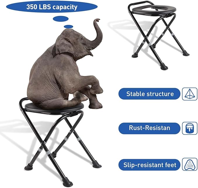 Upgraded Portable Toilet, Height Adjustable Camping Toilet Portable Potty for Camping, Hiking, Road Trip, Car, RV, Tent, Beach, Truck Drivers
