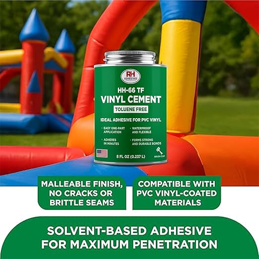 HH-66 Toluene Free Vinyl Cement, 8 oz. can - Vinyl Adhesive, Cement Glue, Repair Glue, Inflatables, Pool Liner, Tarps, Tents, Awnings, Mats, Covers, Waterproof, High Strength, RH Adhesives