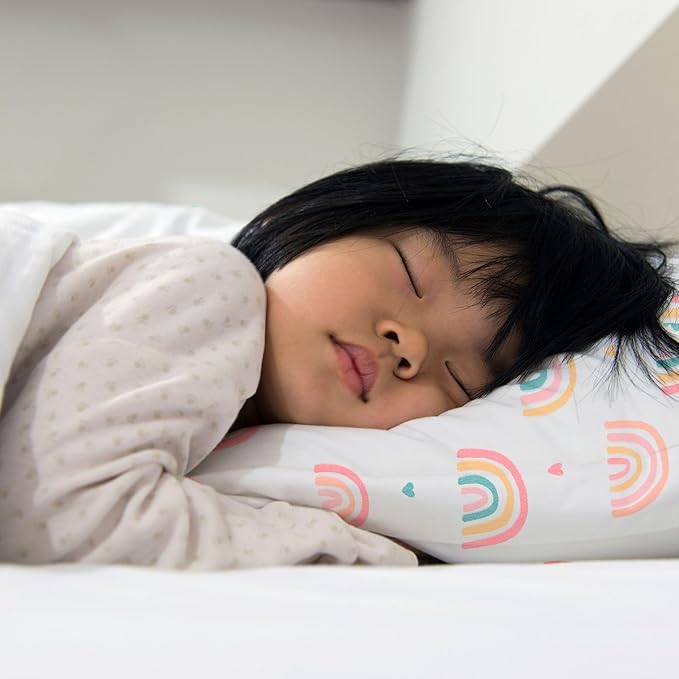 Little Sleepy Head Youth Pillow, 16x22 inch, Jumbo Toddler Pillow with Hypoallergenic Pillowcase - Perfect Travel Pillow (Rainbows)
