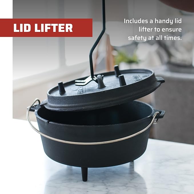 Camp Chef DO-12 Pre Seasoned Cast Iron Dutch Oven, Black