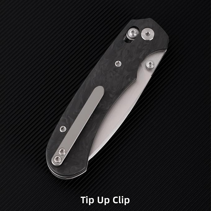 Folding Pocket Knife,3.31” M390 Blade,Erogonomic Titanium Handle,Hunting Survival Knife,EDC Knife for Hunting Camping Survival Outdoor Fishing Hiking(Black&Grey)