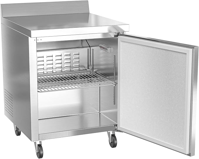 KoolMore FWT-1D-6C 27" Stainless Steel Worktop Commercial 3 1/2” Backsplash-6.3 cu.ft, Freezer Single Door