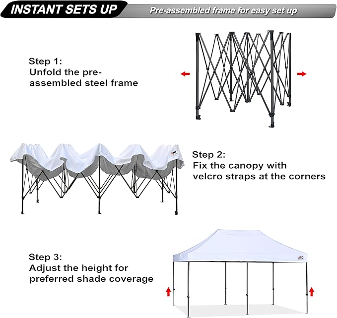 ABCCANOPY 10x20 Easy Pop Up Canopy Tent, White
