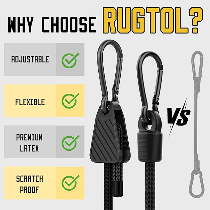 Bungee Cords with Hooks, Upgrade 60 inch Adjustable Bungee Cords with Carabiner Hooks, Easy to Adjust from 7'' to 60'' Elasticity UV-Resistance Bungee Straps Heavy Duty for Bike, Cargo, Tent, 12 Pack