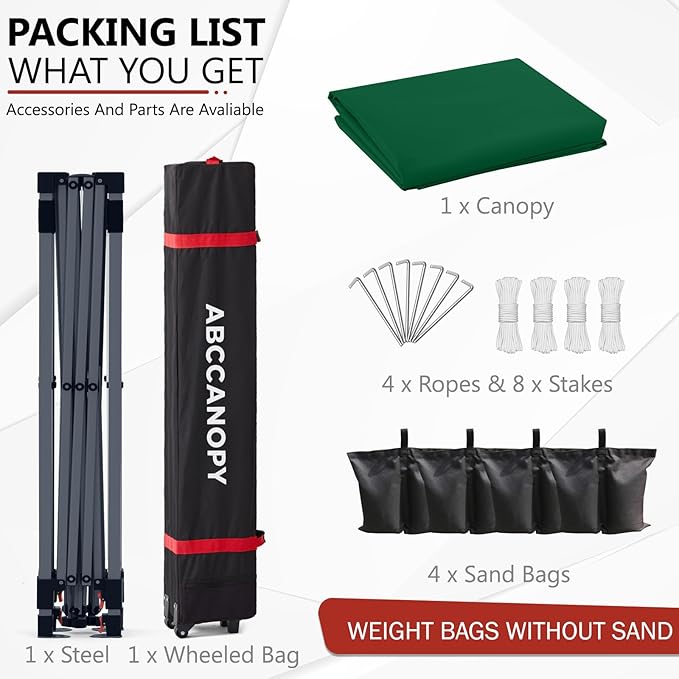 ABCCANOPY Outdoor Pop up Canopy Tent 10x10 Camping Sun Shelter-Series, Forest Green