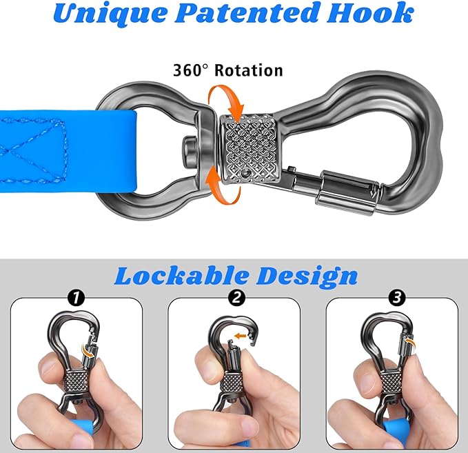 XiaZ 6FT Waterproof Dog Leash, Training Line Lead for Large Medium Small Dogs Outside Walking, Playing, Camping, or Yard (6FT, Blue)