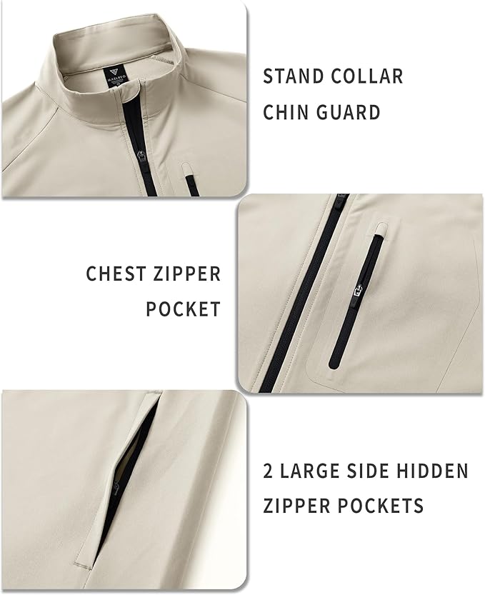 M MAELREG Mens Vests Outerwear Windproof Lightweight Softshell Vests Zip Pockets Sports Sleeveless Jacket Golf Vests for Men