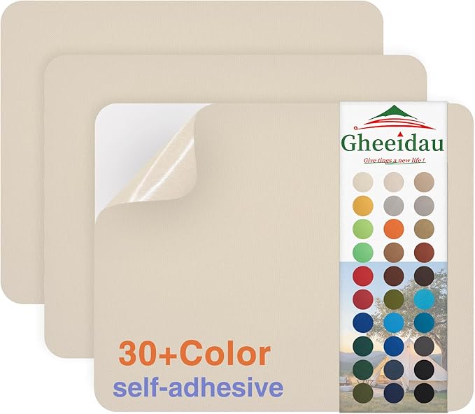 Canvas Repair Patch 9×11 Inch 3Pcs Waterproof Self-Adhesive Fabric Repair Patch for Tents,Boat Cover,Pop Up Canopy,Patio,Bags,Car Seats,Sofas,Furniture Cover(Beige 2.0)