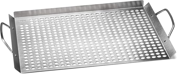 Outset 76632 Stainless Steel Grill Topper Grid, 11"x17" BBQ Tray