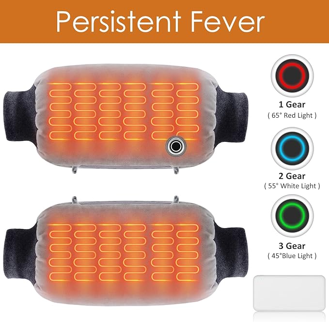 Hand Warmers Rechargeable, Portable Graphene Heated Gloves Handwarmers Bag with 10000MAH Power Bank,2 Heating Area&3 Heat Modes, Fast Electric Heating Pouch for Women,Kids, Hunting