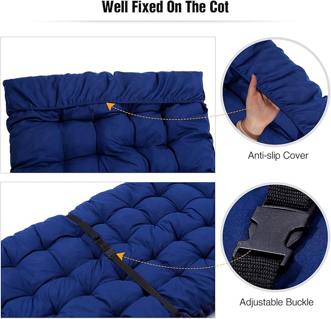 REDCAMP Folding Cot Pads for Sleeping Extra Thick, Soft Comfortable Velvet & Corduroy Cotton Camping Cot Mattress Pad for Backpacking Hiking, Black Blue Brown Grey 75x30 inches