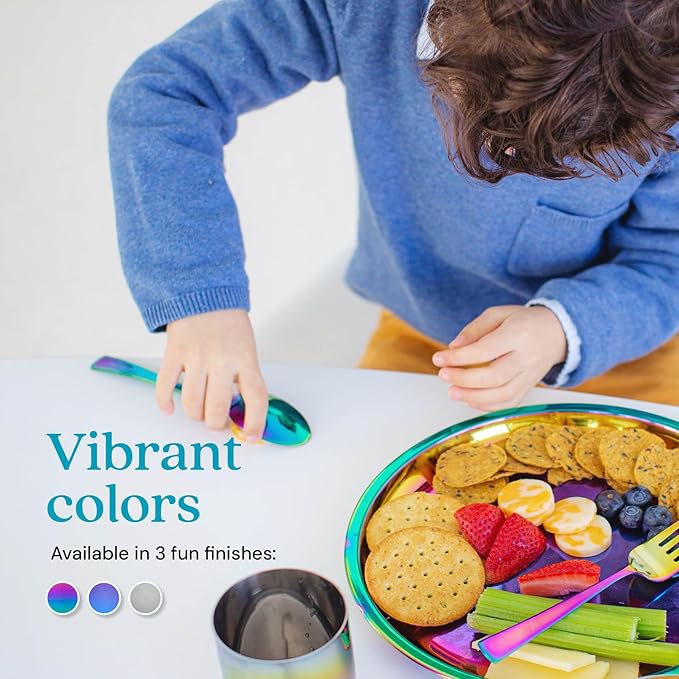 Ahimsa Stainless Steel Plates - 9" Round Classic Stainless Steel Kids Plates, Non Toxic Plate, BPA Free & Dishwasher Safe (Single)