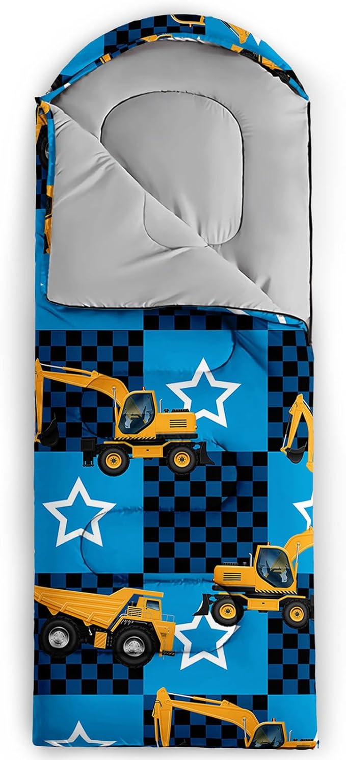 Kids Sleeping Bag for Boys Girls,Checkerboard Cat Print-Lightweight Warm Portable Outdoor Indoor-Waterproof Cold Weather Resistant Sleeping Bag for Camping Hiking