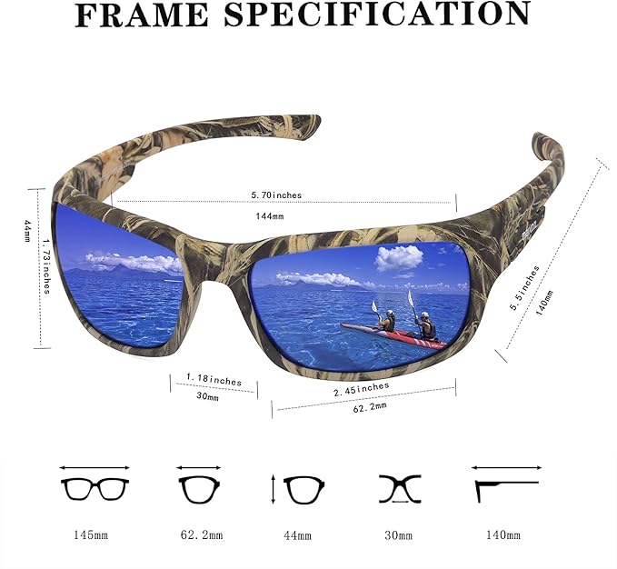Floating Polarized Fishing Sunglasses for Men UV Protection Fishing Glasses Boating Kayaking Water Sport Glasses