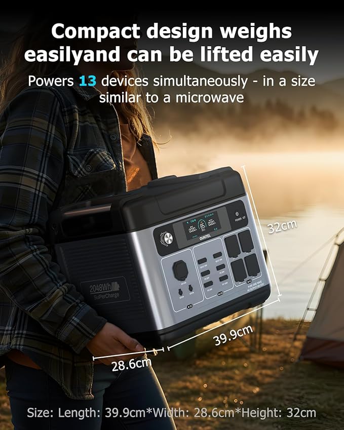 OUKITEL P2001 Plus 2400W Solar Generator with 2x200W Solar Panels, 2048Wh Solar power station, 1800W Fast Charging, Smart APP Control Emergency Power Station for Home, Camping, Outdoor Battery Backup
