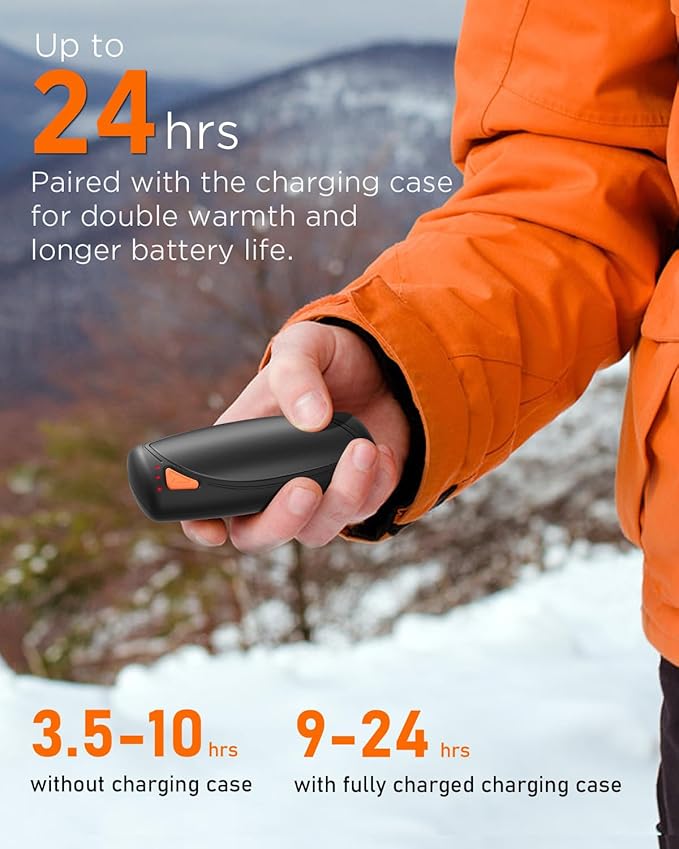 Hand Warmers Rechargeable with Charge Case, 2 Packs 14,000mAh Electric Hand Warmer Battery Powered Dual Sided Reusable Long Battery Life Portable Pocket Heater Gifts for Men Women Golf, Hunting Gear