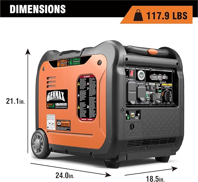 GENMAX Portable Inverter Generator,6000W Super Quiet Dual Fuel Portable Engine with Remote/Electric Start,Lightweight for Backup Home Use&Camping Travel Outdoor,EPA Compliant(GM6000iED.)