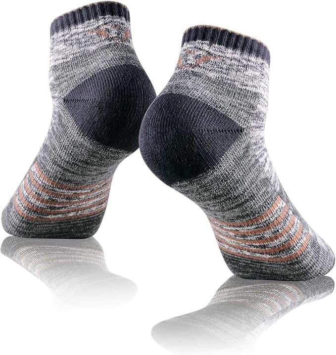 FEIDEER Men's Women's Hiking Walking Socks, Unisex Moisture Wicking Cotton Cushion Ankle Quarter Crew Socks with Arch Support