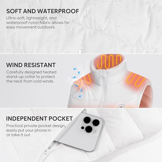 Heated Vests for Women, Adjustable Electric Warming Vest with Rechargeable 16000mAh Battery Pack