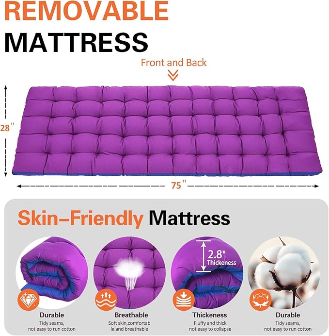 Camping Cot with Comfortable Mattress Cots for Sleeping with Pad Heavy Duty Camping Bed Sleeping Cot Include Carry Bag Camping Cots for Adults Home Office Nap Vocation Outdoor