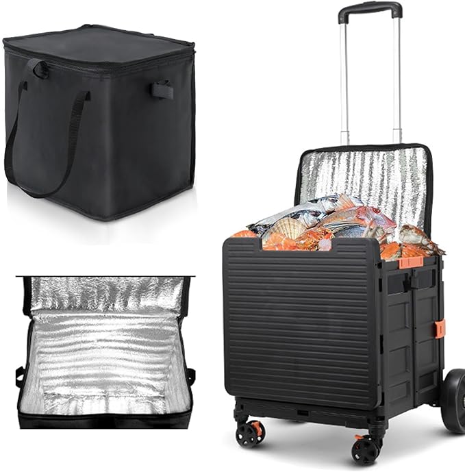 Cooler Bag Wheeled,Large Insulated Rolling Cooler Collapsible Leakproof Portable Hard Framed Ice Packs for Camping Picnic Beach Travel