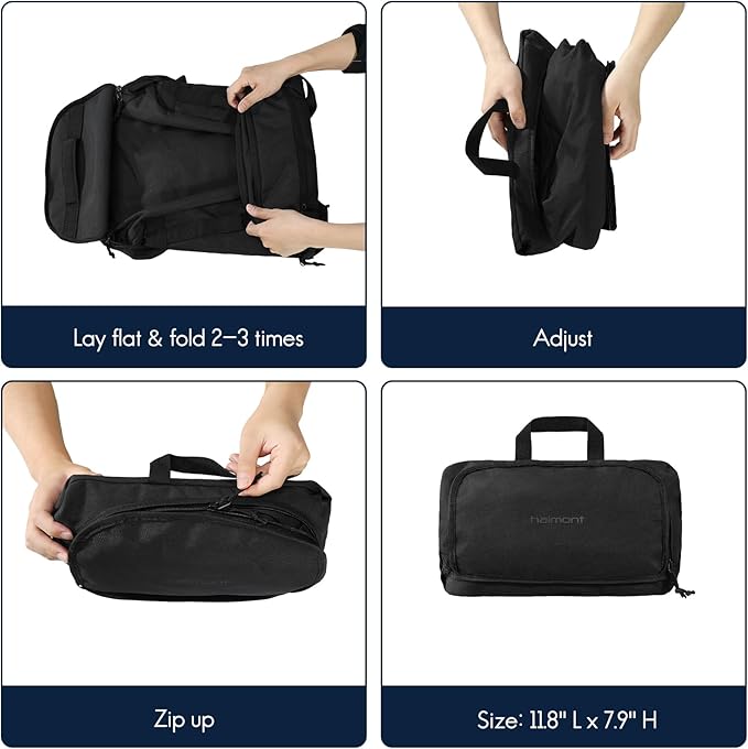 Haimont 60L Foldable Duffle Bag Backpack with Shoe Compartment, Large Travel Duffel for Gym, Sports, Luggage, Camping, Men & Women, Black