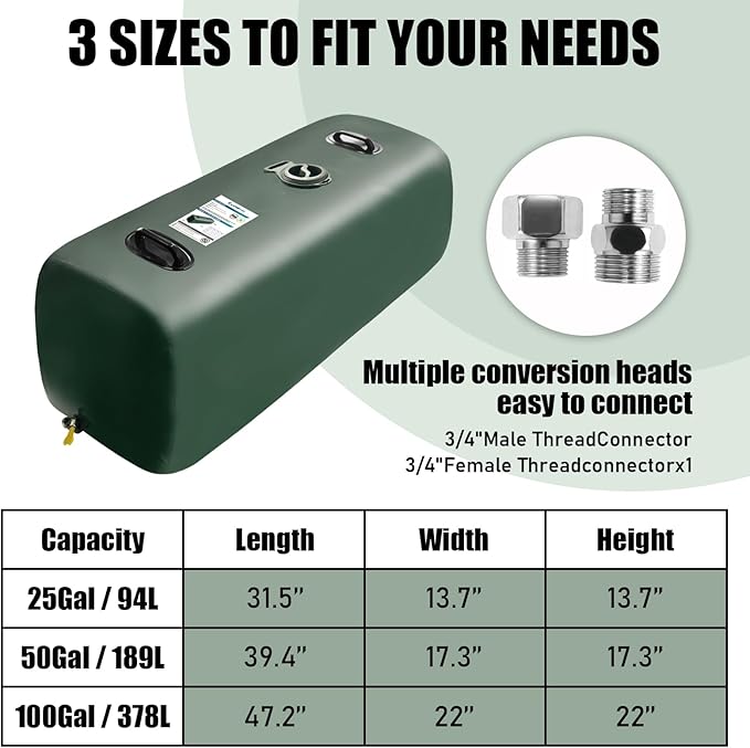 Drinking Water Storage Container,100 Gallon Portable Water Storage Bladder, RV Foldable Water Tank, Can Be Used For Storing Drinking Water, Camping, Traveling, Wilderness Survival Patrols, Etc.