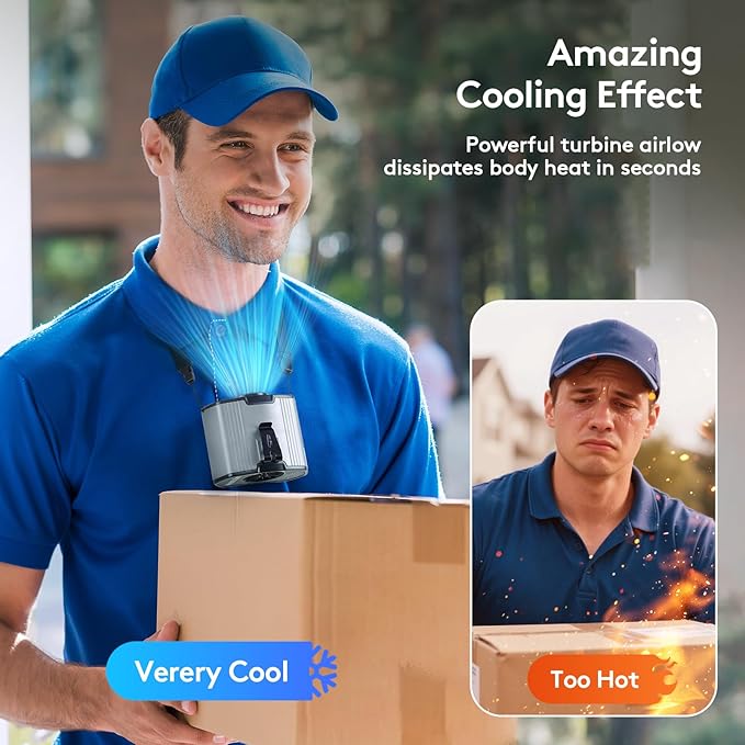 12000mAh Portable Waist Fan Clip on-10 Speeds Under Shirt Fan, Max 40Hrs Runtime Belt Clip Fans Rechargeable, 17000RPM High Speed Turbo Motor, Body Fans for Men Outdoor, Jobsite, Farming Work, Grey